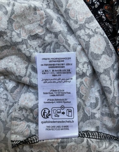 Abito midi donna Boden taglia UK 16 L nero paisley floreale manica a sbuffo cintura nuovo con etichette - Foto 11 di 11