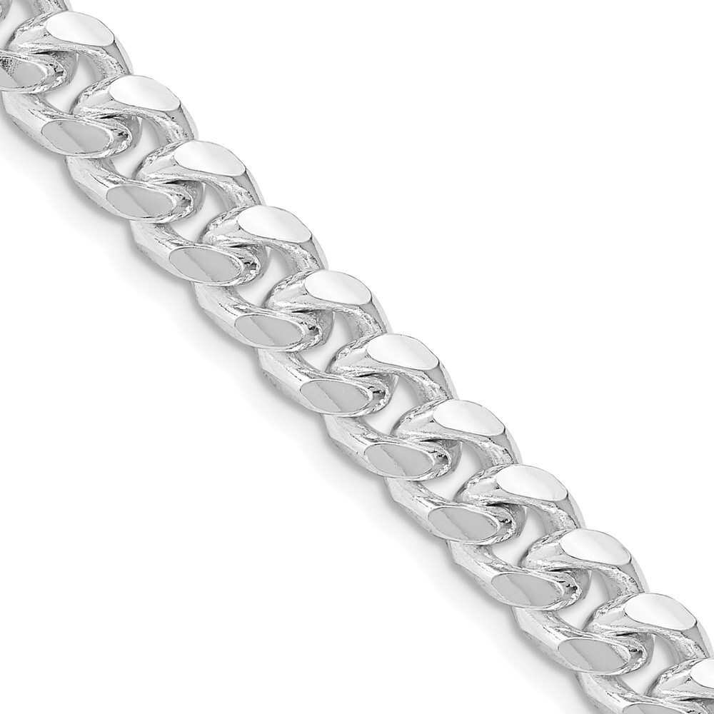 Sterling Silver 7.35mm Domed w/ Side Curb Chain Necklace 26