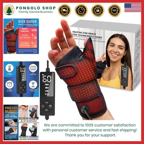 Adjustable Wrist & Thumb Brace Heating Pad - Pain Relief for Left/Right Hand