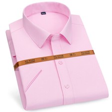 New Men's Dress Shirts Short Sleeves Formal Business Slim Elastic Casual Shirts