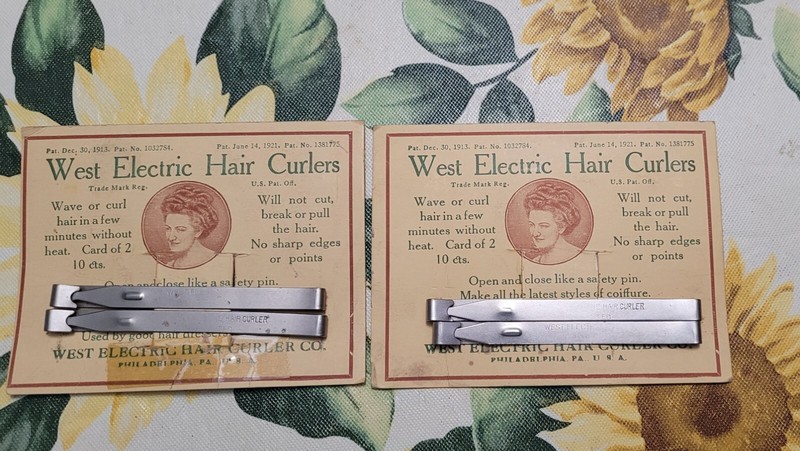 Ca. 1920's NOS West Electric Hair Curlers on stock card - General Store Display