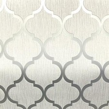 Image of Debona Crystal Trellis Geometric White/Silver Sparkle Glitter 10m Wallpaper 8896