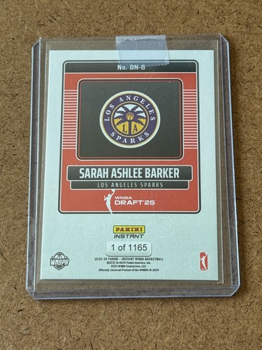 2025 Panini Instant WNBA Draft SARAH ASHLEE BARKER Sparks CRIMSON TIDE Card RC - Picture 3 of 5