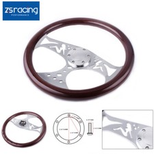 15380mm Classic Mahogany Wood Grain Brown Trim Steering Wheel With Horn Button