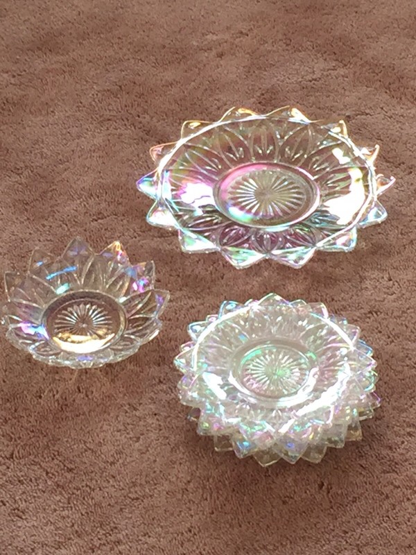 Federal Glass Carnival Iridescent Lusterware Petal Candy Dish Serving Platter