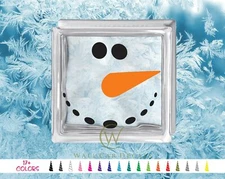 Snowman Face Glass Block Decal DIY Christmas Sticker Holiday Shadow Coal Carrot
