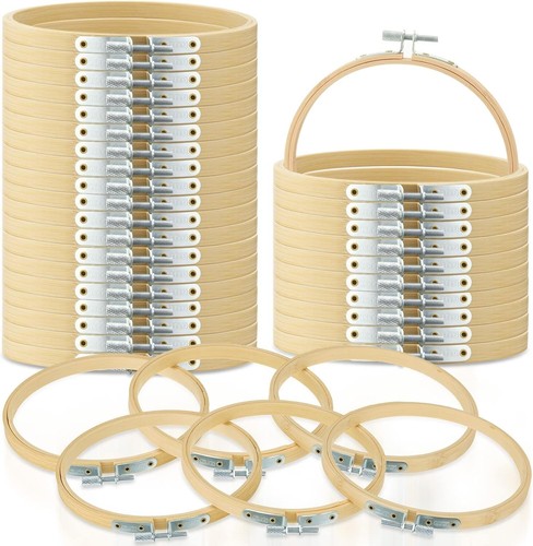 Natural Wooden 5-Inch Bamboo Embroidery Hoops - 60pcs for Creative Projects