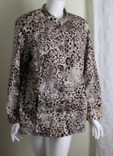 Chico's Sz 3 XL Glam Animal Print Cotton Poplin Lined Jacket Blazer Fabulous
