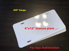 10 pcs, ALUMINUM LICENSE PLATE SUBLIMATION BLANKS 6" x 12" dye sub, car tag
