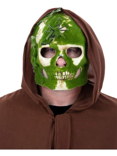 Decaying Moss Mask Swamp Man Skeleton Skull Adults Halloween Fancy Dress Mask Gr - Picture 2 of 2