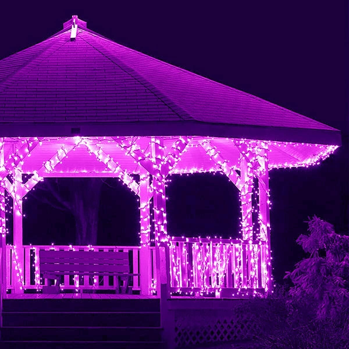 300 LED Purple Christmas Lights, 99FT Connectable 8 Lighting Mode Plug