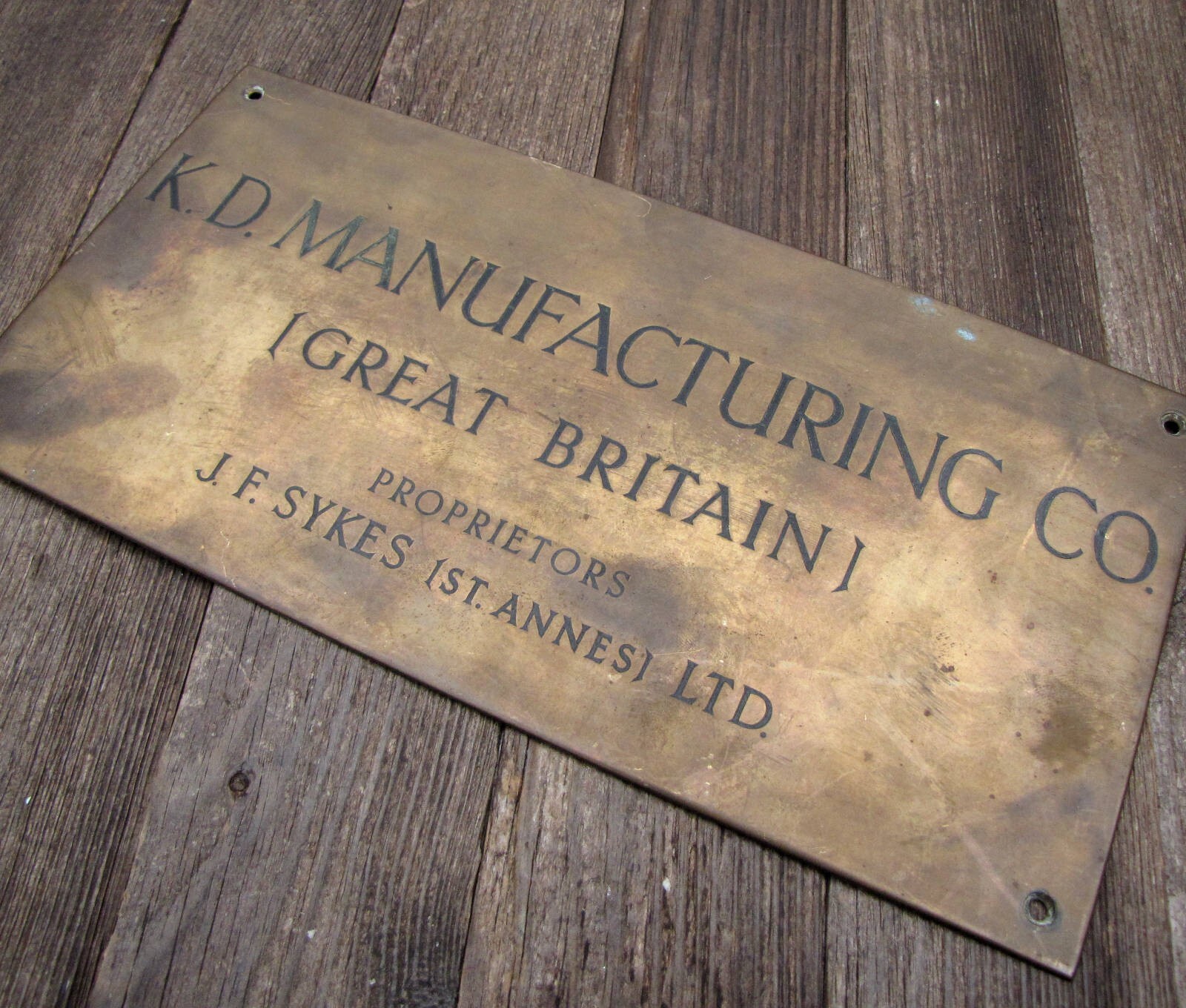 Old Brass K D Manufacturing Co Great Britain Sign / Plaque eBay