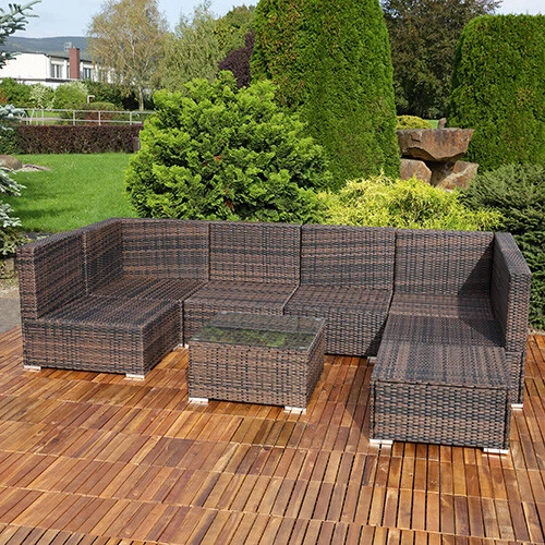 XXL Ensemble de jardin Polyrattan Lounge Groupe de sièges de salon Noir Marron - Photo 3/4