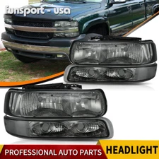 Smoke Lens Headlights + Bumper Lamps for 99-02 Silverado 00-06 Tahoe Suburban