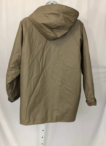 Women's Vintage Misty Harbor Beige Jacket Hooded Rain Coat Plaid Lining Medium - Picture 5 of 10