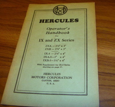 Hercules IX Series IX-5 IXA-5 IXB-5 Engine & Power Unit Owner Operator Manual