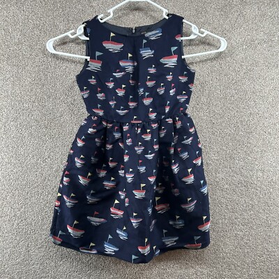 Earth Music & Ecology Women's Size S Navy Blue Sail Boat Sleeveless Dress