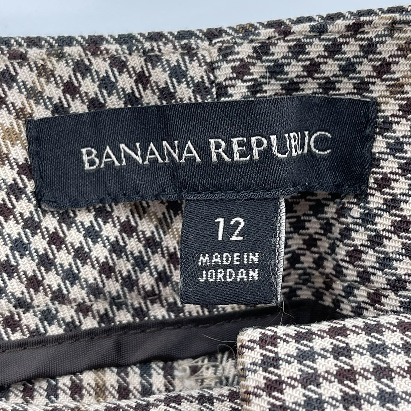 Banana Republic Sz 12 Brown Houndstooth Pants Women Trousers Flair Leg