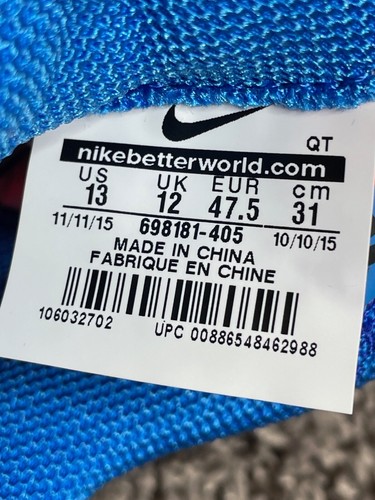 Nike Flyknit Lunar3 Blue Black Concord White 698181 405 Men's 13 - Picture 8 of 8