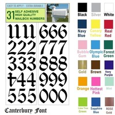 SET OF 31, 1" HIGH SELF ADHESIVE VINYL MAILBOX NUMBERS, DOOR,LOCKERS CANTERBURY