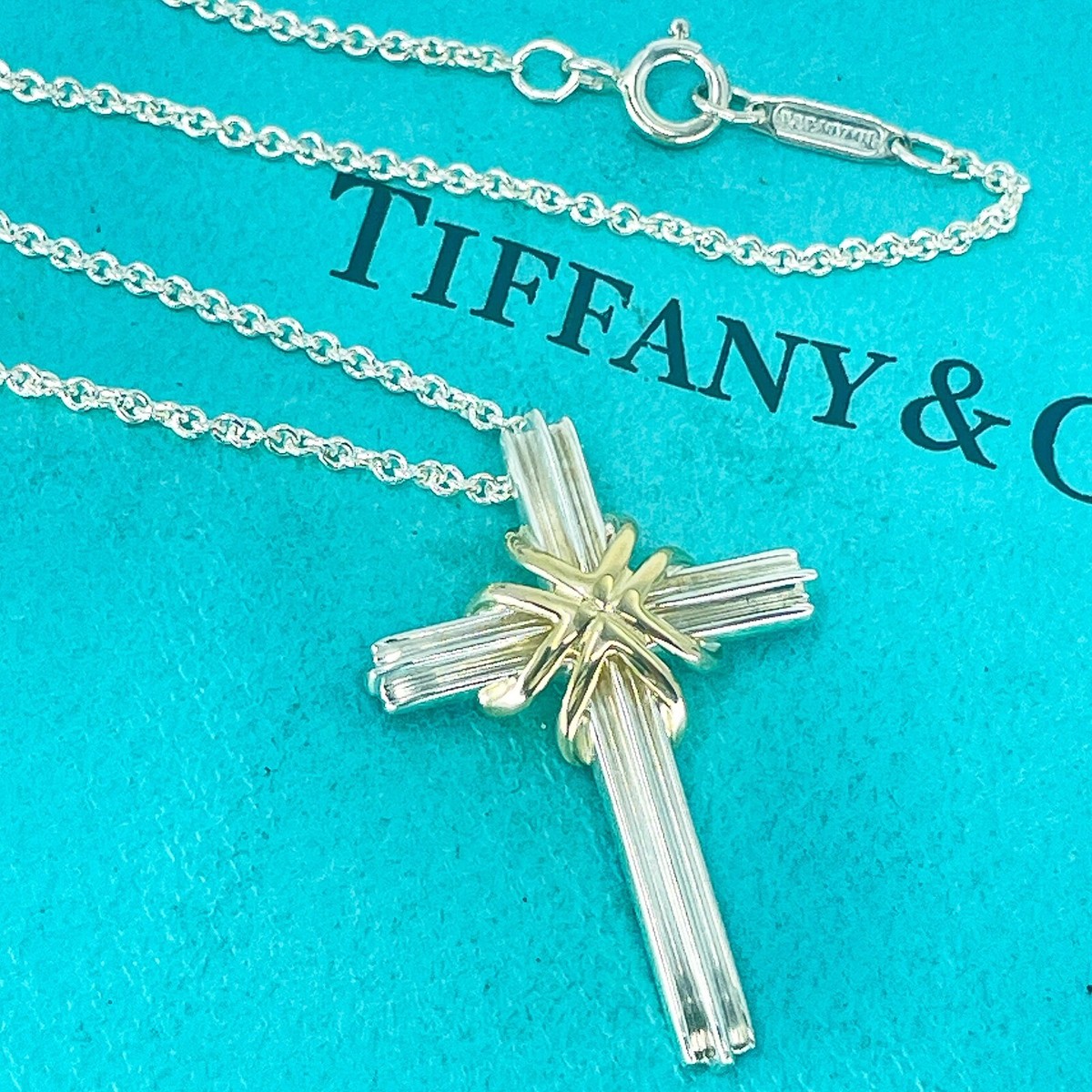 Tiffany & Co. Signature Cross Pendant Necklace Yellow Gold750  