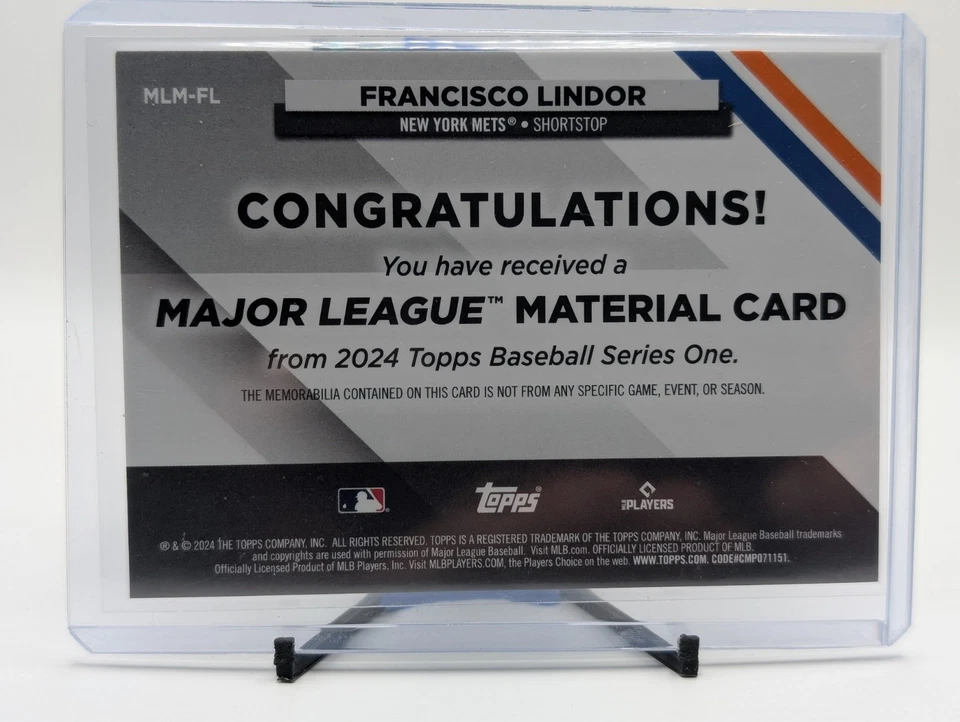 Francisco Lindor - 2024 Topps Series 1 Major League Material Bat #MLM-FL - Image 2 of 2