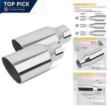 2.5 Inch Inlet Exhaust Tip 4 Inch Outlet Stainless Steel Polished 2 Pack