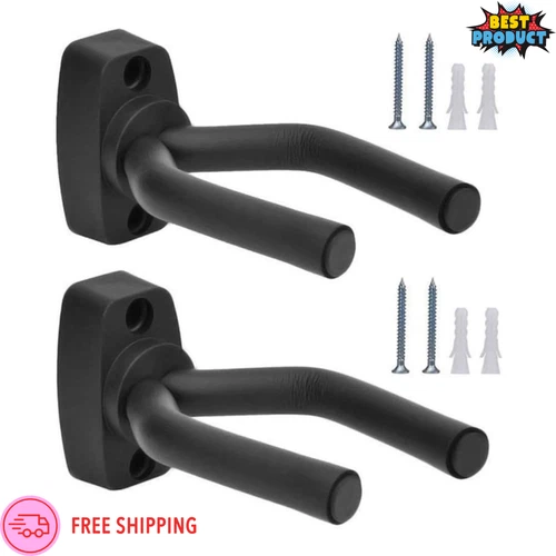 2 Pcs Guitar Wall Hanger Stands Wall Mount Violin Hook Keep Holder Display Rack