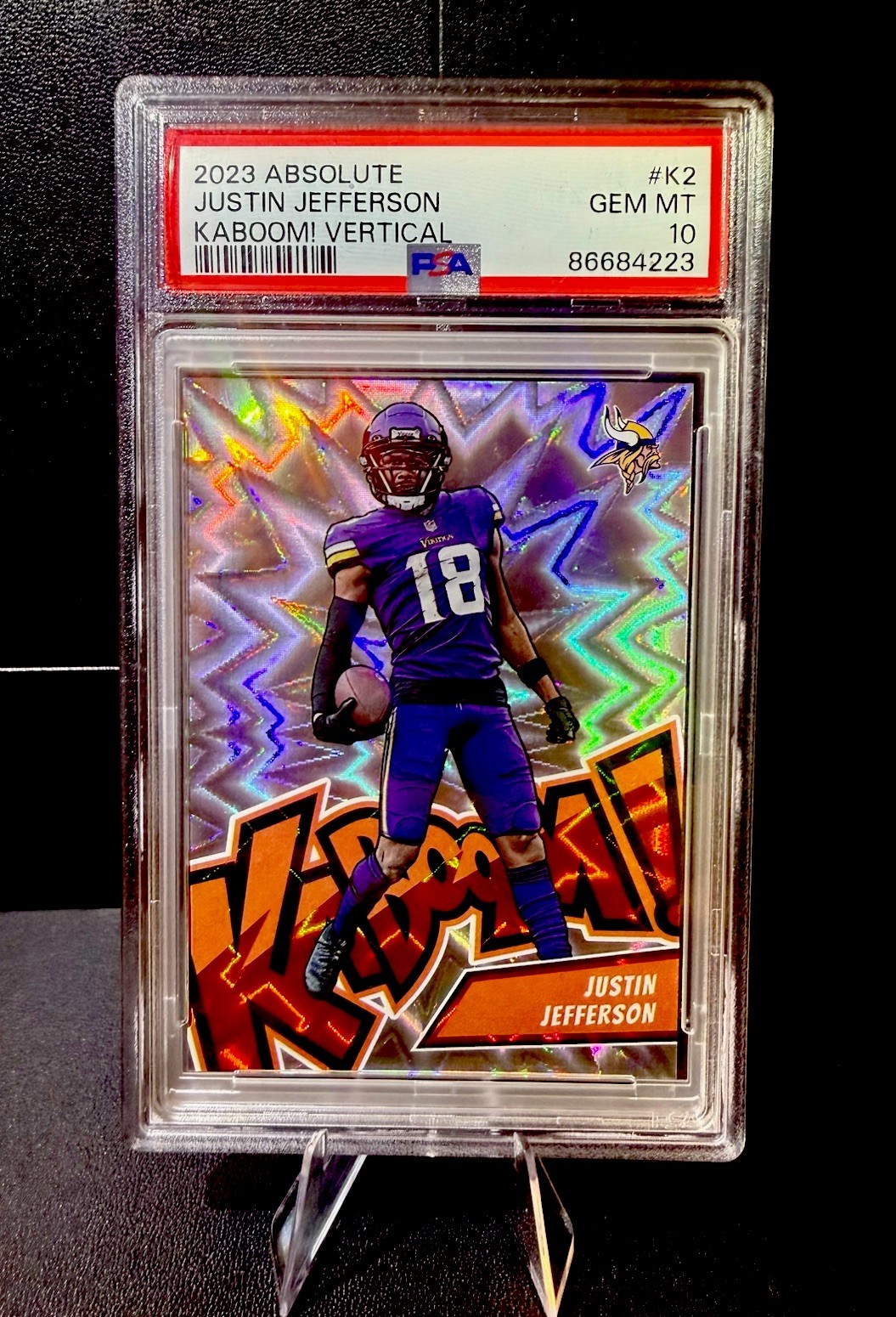 2023 Absolute Justin Jefferson Kaboom Vertical SSP #K2 Vikings PSA 10