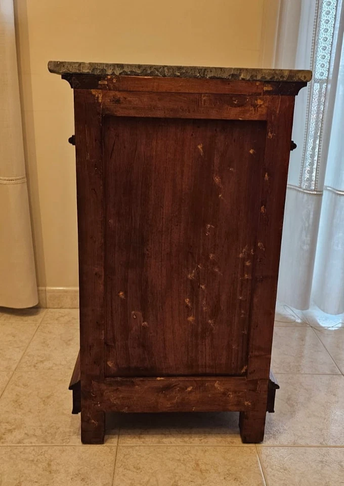 Comodino antico in legno con piano in marmo epoca 800 vintage - Immagine 2 di 4