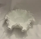 Fenton Silver Crest Milk Glass Bowl  6” Ruffled Edge Dish