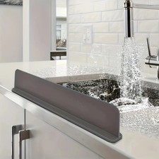 Universal Silicone Sink Splash Guard w/ Strong Suction Cups for Kitchen Bathroom