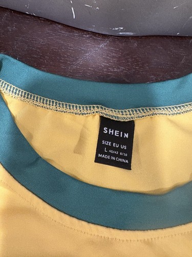 Shein gelb mit grünem Besatz Brasilien Crop Top Größe Large - Bild 3 von 5