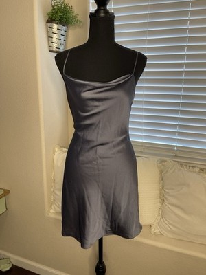 knee length dresses for ladies Pcheebum Pchee Light Grey Rhinestone Mini Slip Dress L main image 0