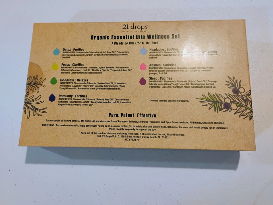 21 Gotas Aceite Esencial Terapia Aceites Esenciales Orgánicos Bienestar Set NUEVO Sellado Foto 2 de 3