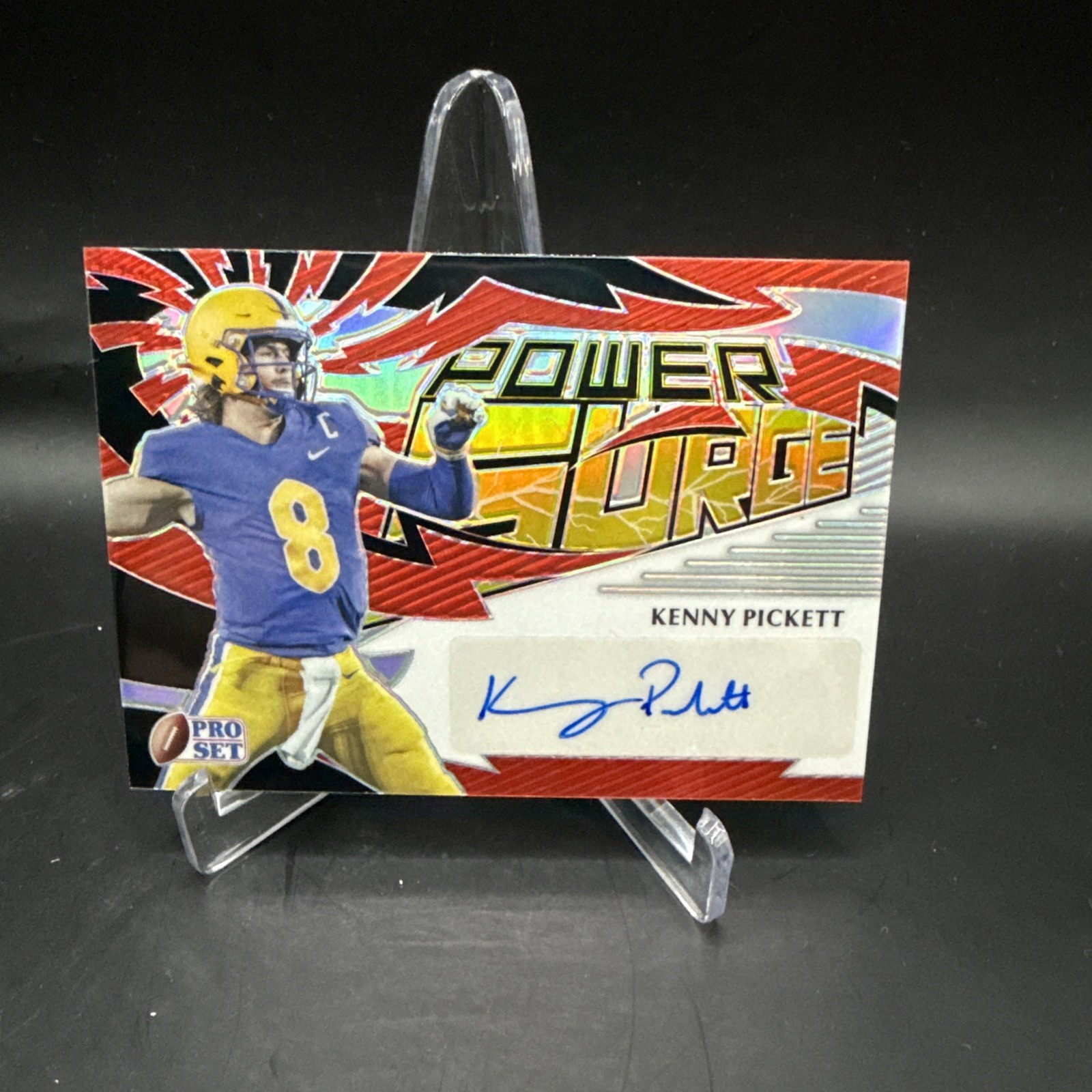Kenny Pickett Leaf Pro Set Metal Power Surge Autographs #PSKP1 Red Crystal