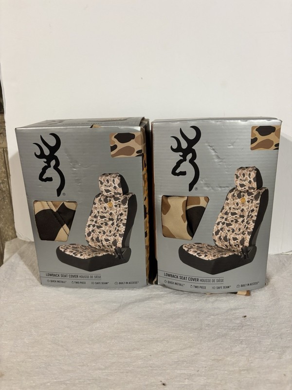 Set of Browning Tan Duck Camo Low Back Vehicle Seat Covers for Bucket Seats - 2x