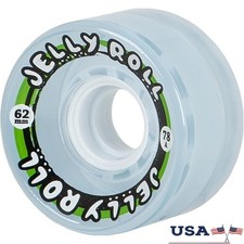 Smooth Outdoor Roller Skate Wheels 62mm 78A Jelly Roll Set of 8 Durable Urethane