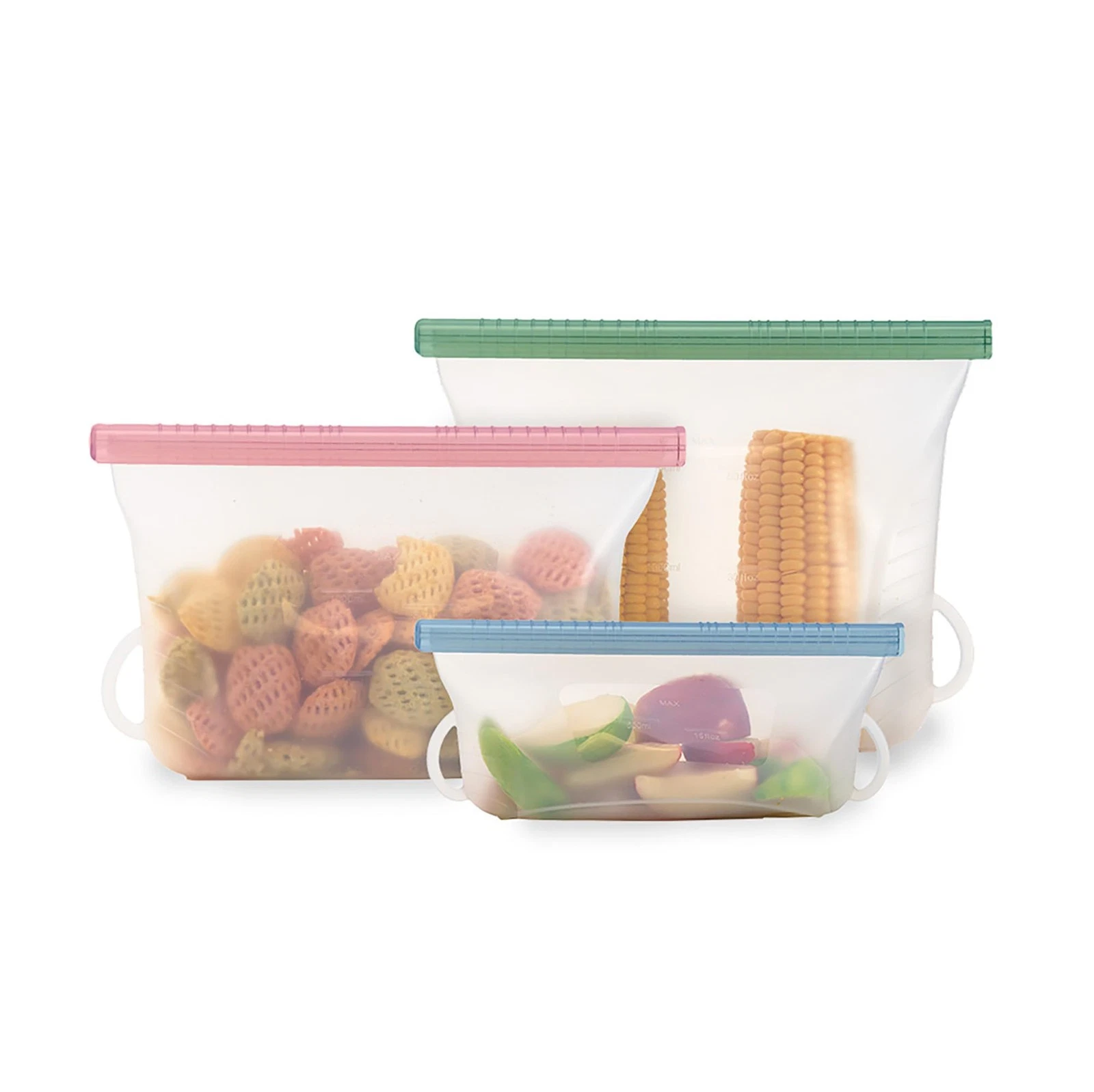 Steam + Bags, Reusable Silicone Bags. Microwave Safe Food Storage Bags for St...