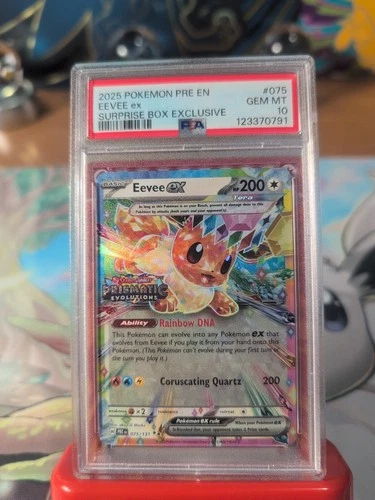 Prismatic Evolutions Eevee EX Stamped Surprise Box 075/131 PSA 10 Gem Mint