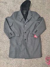 DKNY Mens Gray/Black Hooded Coat XL New With ...