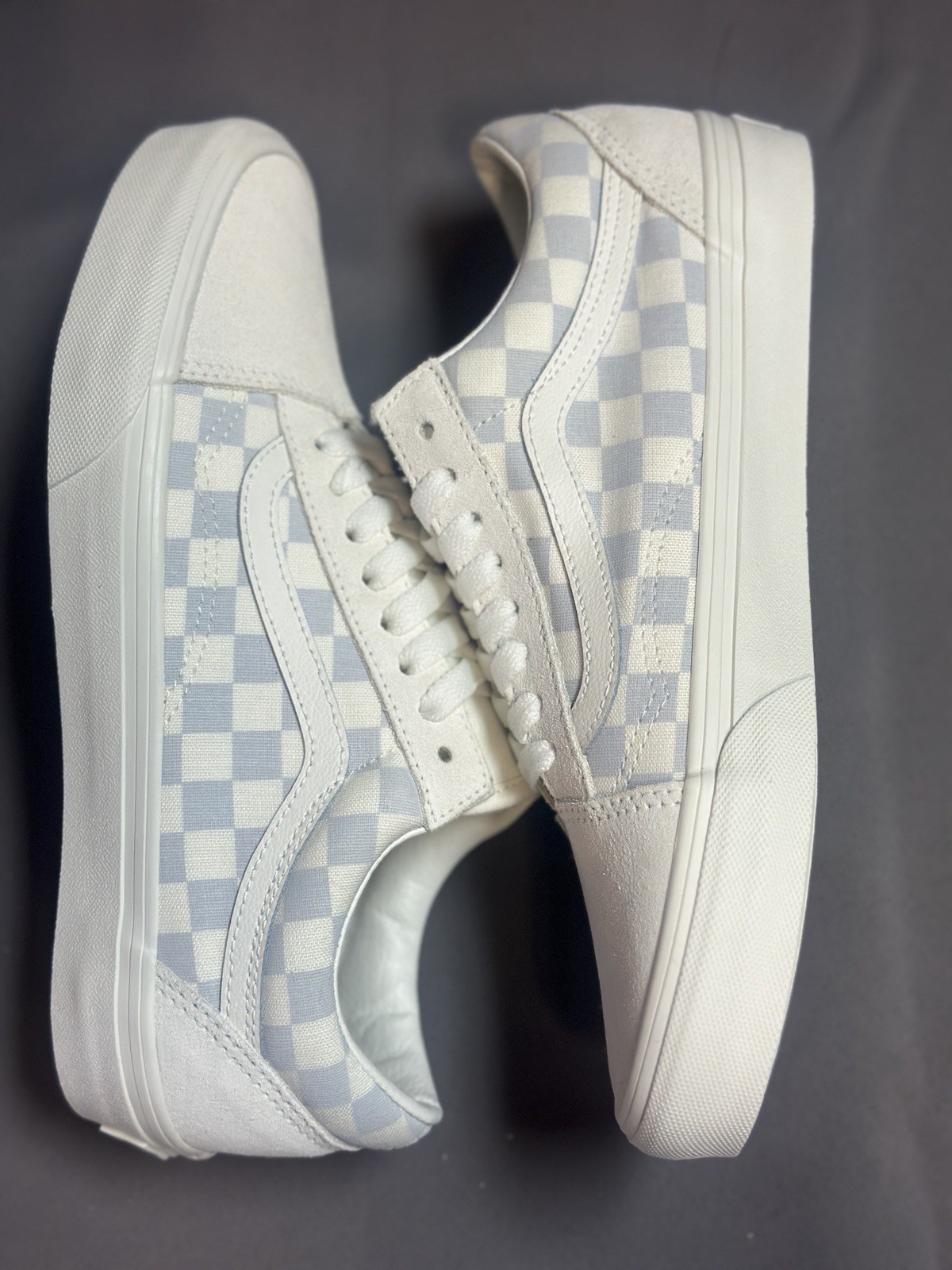 New VANS Old Skool Checkerboard Gray/Marshmallow Shoes - Men’s 7.5 / Women’s 9 thumbnail 12