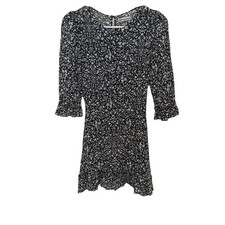 Reformation Doutzen Gabrielle Mini Dress Women 2 Blue Floral Keyhole Back Ruffle