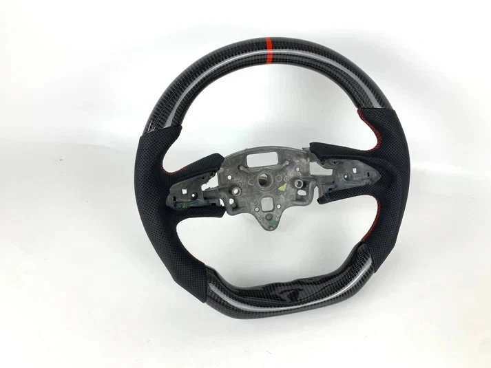 PARA CADILLAC CT4/CT5 2020-2023 VOLANTE DE FIBRA DE CARBONO REAL Y CUERO Foto 3 de 4