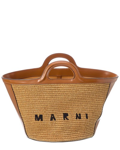 Marni Tropicalia Small Leather Tote Women's Brown