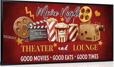 iLOOKLiKE Home Theater Wall Art Decor Movie Night Sign Canvas Vintage 20x40 in.