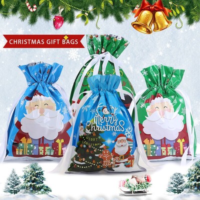 10X große Weihnachten Säcke Party Geschenk Taschen Band Drawstring Wrap Geschenk