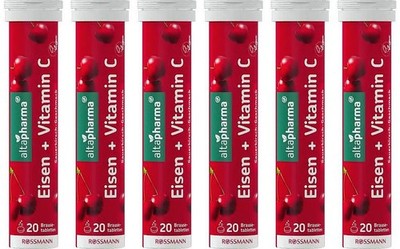 120 Brausetabletten Eisen + Vitamin C + B12 und Folsäure Sauerkirsch Geschmack