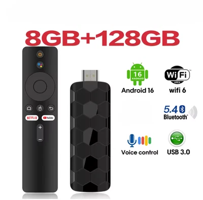 Android TV Stick Ultra HD 4K 8GB 128GB Media Player WLAN LAN Smart TV Box - Bild 1 von 4