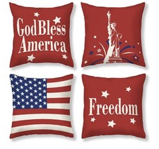 American Flag Throw Pillow Covers Set Of 4 Patriotic 18 X 18 God Bless America